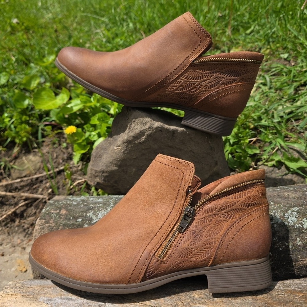 Rockport Cobb‎ Hill Women's Crosbie Tan Leather Booties CI6209 US Size 9
